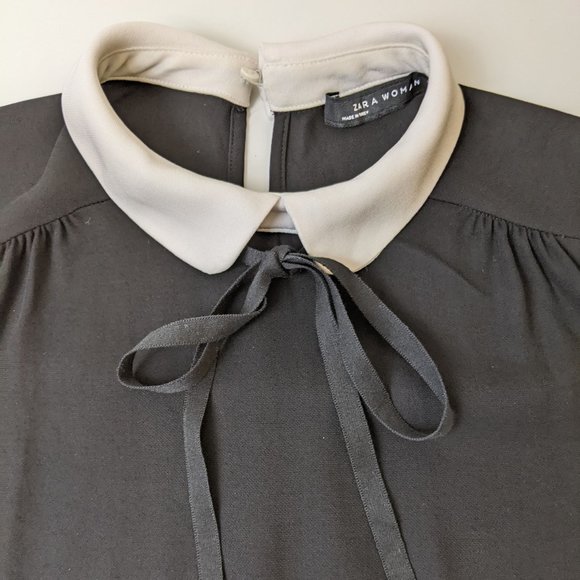 Zara Woman Black Sleeveless Tie Neck Top - Picture 5 of 9